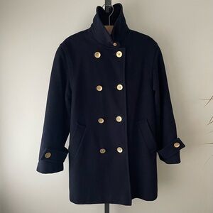 Vintage Navy Pea Coat with Gold Buttons